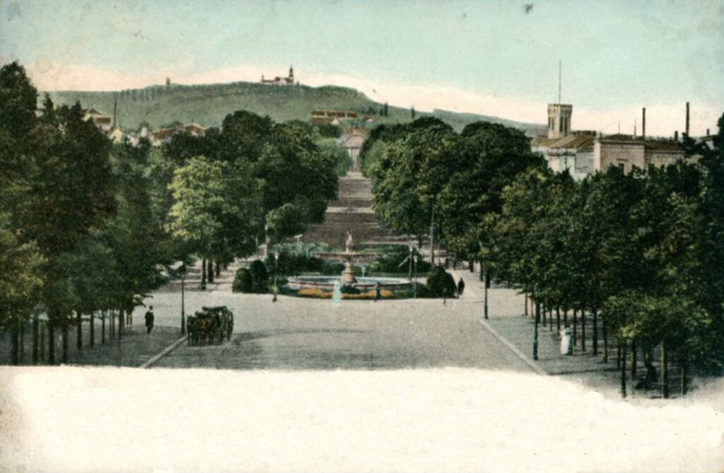 Ansichtskarte Bonn Poppelsdorfer Allee Kaiserplatz und Kreuzberg 1906 scaled