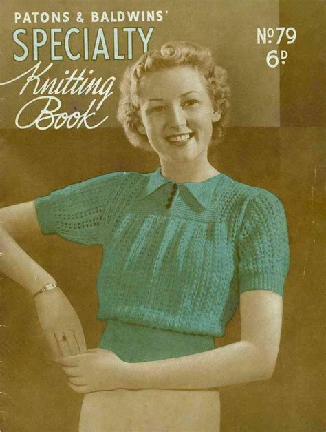 Titelbild einer Strickzeitschrift, 1934, darauf eine junge Frau in einem grünen Strickpullover im Lochmuster