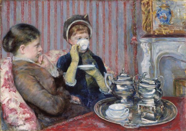 Mary Cassat, Gemälde, Boston, Teetrinkerinnen in einem Salon um 1880